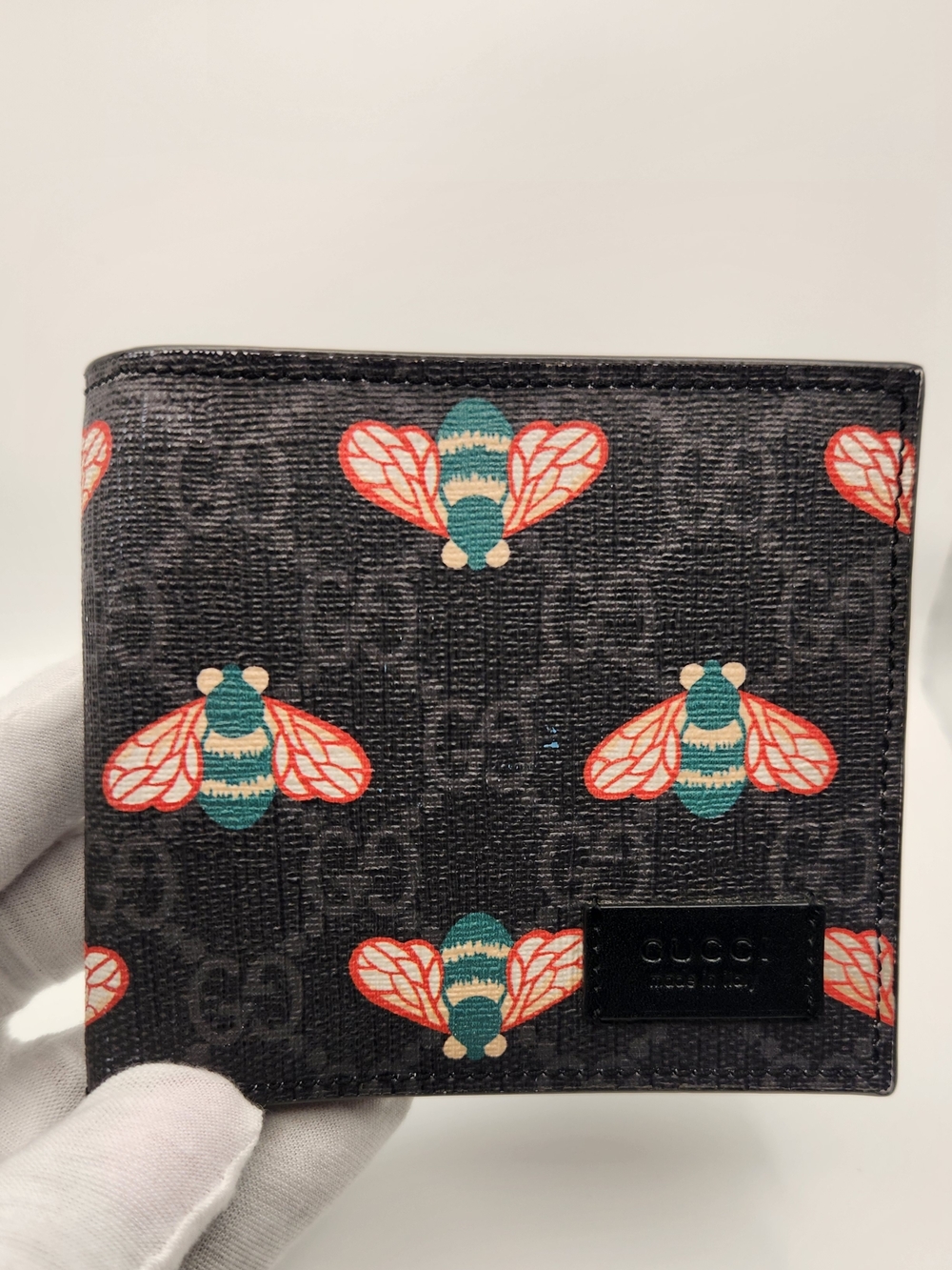 GUCCI Bestiary With Bee Print In Black Bifold Wallet - Picture 1 of 13